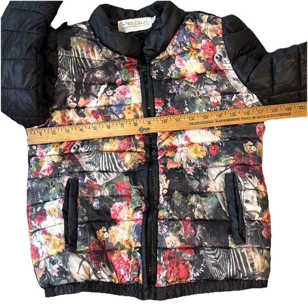YIBUDAOWEI Fashion Couture Faux Leather streetwear Floral Puffer Coat  SZ 2P - Picture 8 of 17